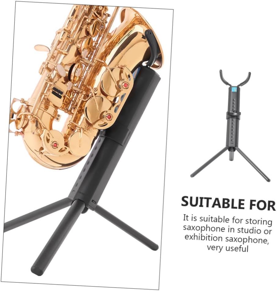Portable Tenor Saxophone Stand Black with Folding Design, Non-skid Sax Holder Rack for Tenor Sax Storage and Performance, Practical Instrument Bracket for Musicians
