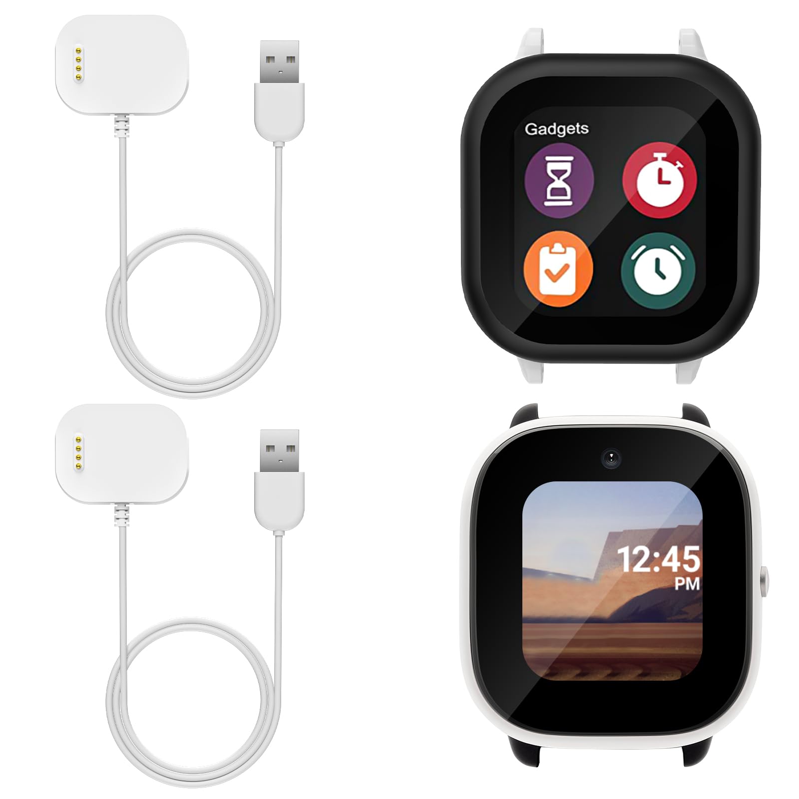 2 Pack Compatible with Gizmo Watch Charger 2 1 Disney-Edition, 3.3ft Replacement Charging Cable, Magnetic Charger Accessories for Verizon Gizmo Watch, White