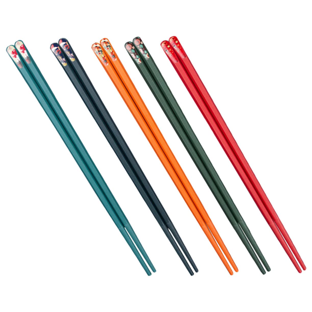 Five-Pair Alloy Chopsticks Set, Pointed Tips