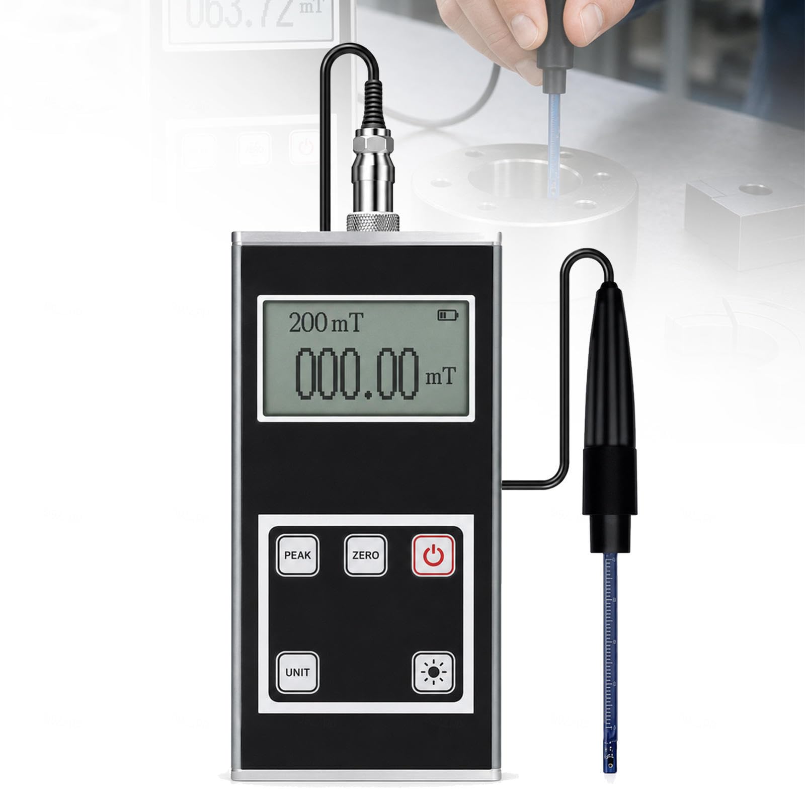 Medidor Gauss Digital 0-2000 mT de alta precisión ±1% con batería recargable 8