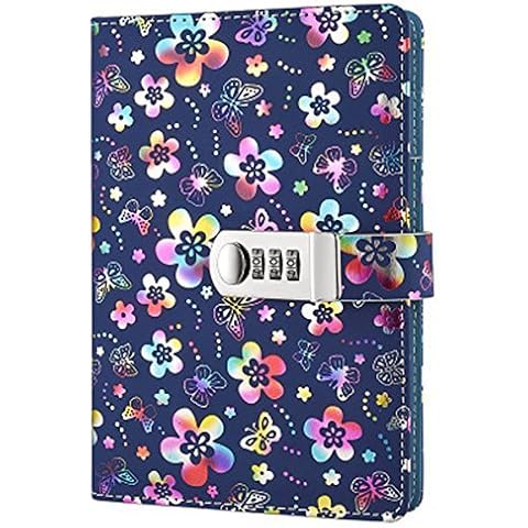 JunShop A5 PU Leather Password Lock Diary Peach Cover Locked Notebook Journal Diary with Combination Lock Digital Locking (Multicolor) Cover