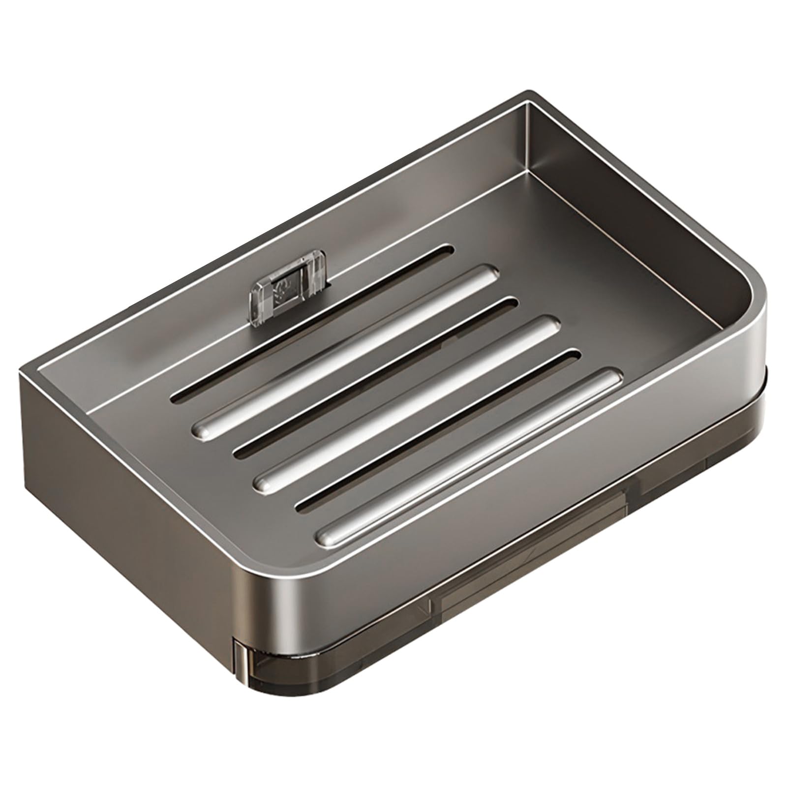 Tsophreniq Soap Tray Holder Double Layer with Removable Drip Square Drain Rack Aluminum Alloy