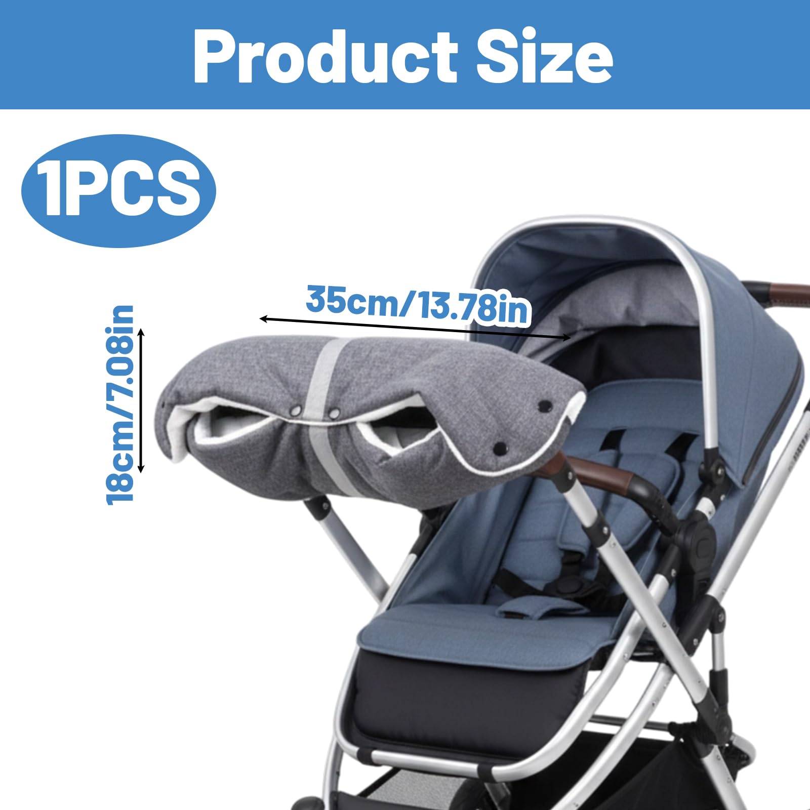 Pram Hand Muff, Universal Winter Pram Gloves for Stroller Thickened Pushchair Hand Warmer with Soft Flannel Lining - Image 2