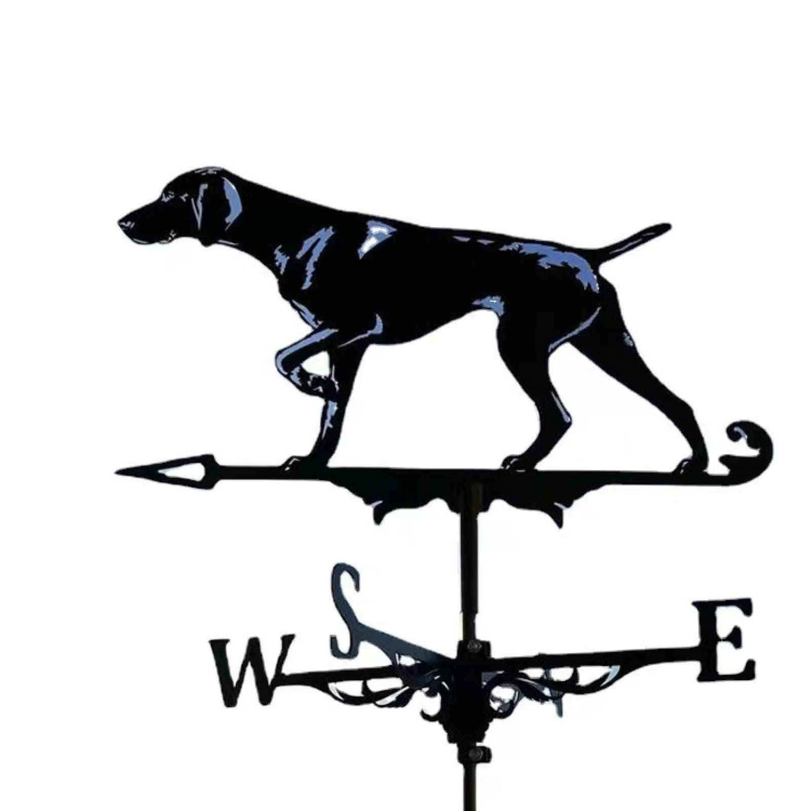 BRLIBESE Dog Weathervane Animal Metal Weather Vane Vintage Black Weather Vane Hollow Wind Direction Indicator for Outdoor Garden Roof Paddock Decoration Weather Vane