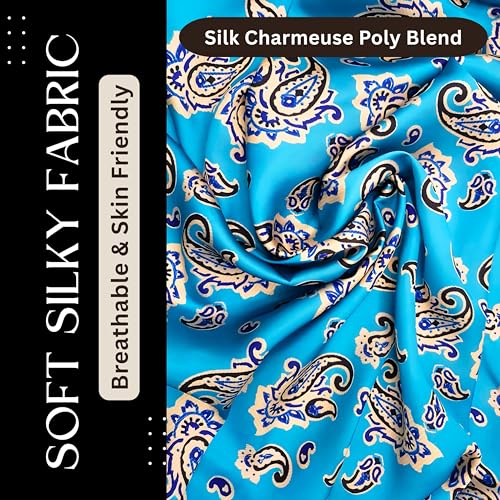 Wild Rag Silk Scarf 36'', Western Cowboy Bandana Square Silky Wild Rags,Turquoise &White Paisley Tibal Scarves for Men & Women3