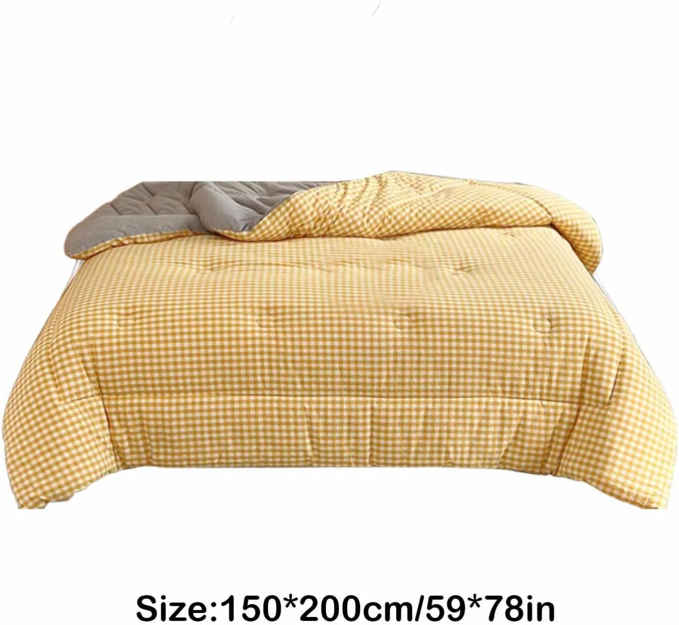 Thickened Spring and Fall Quilt Warm Seasons Core Quilt Bedding 59 X 78 in, Colorful, Soft Material and Easy to Clean, Superior Warm, Checked Pattern, Soft and Comfortable (Yellow)