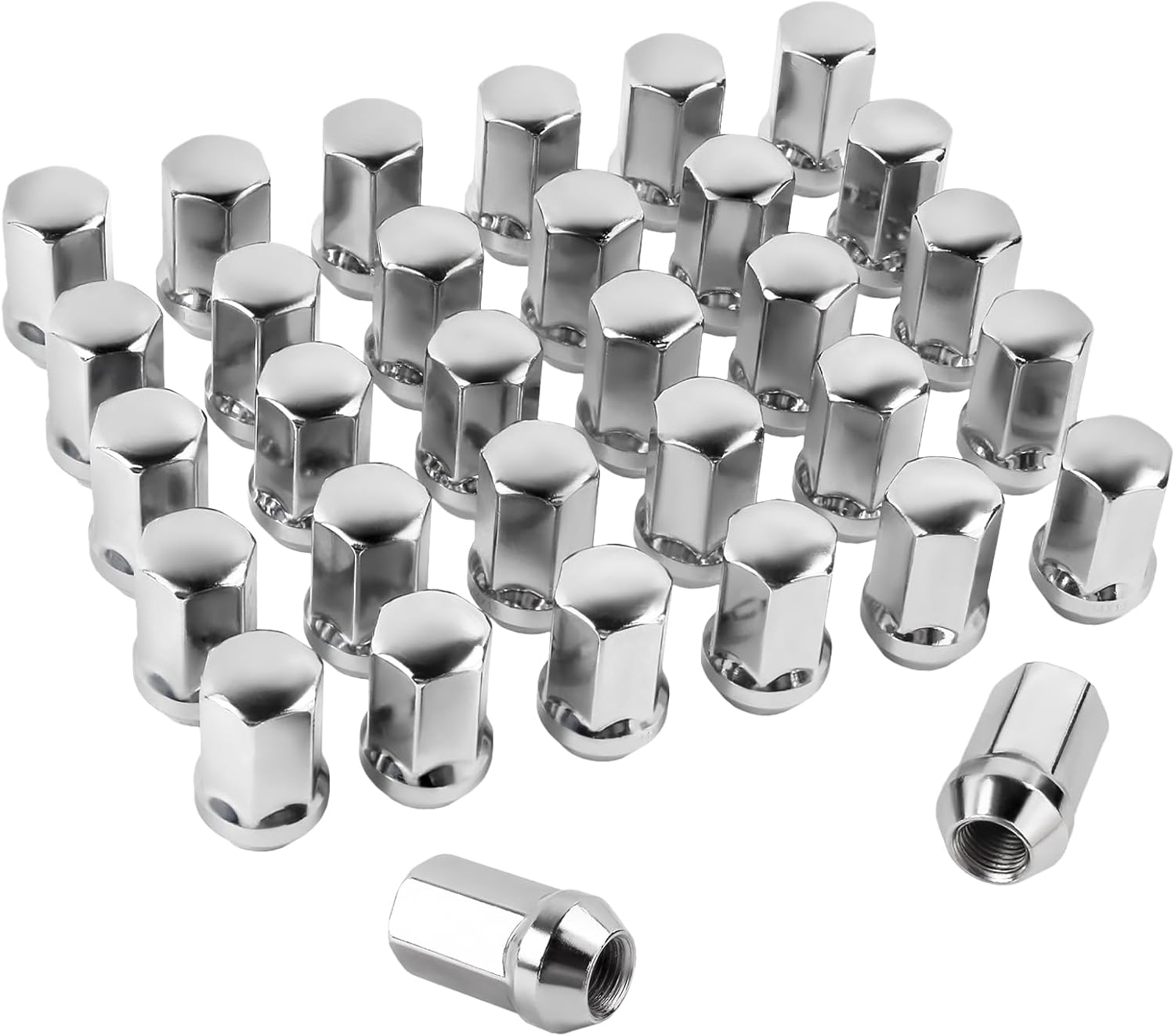 Set of 24, 14x1.5 Lug Nuts Chrome Compatible with Silverado Tahoe Suburban Colorado 1.5 Inch Wheel Lug Nuts