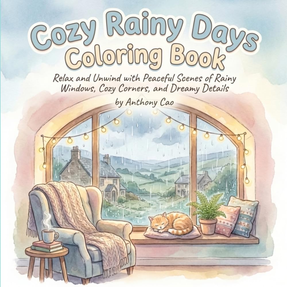 Cozy Rainy Days: A Calming Coloring Book of Indoor Serenity: Relax and Unwind with Peaceful Scenes of Rainy Windows, Cozy Corners, and Dreamy Details