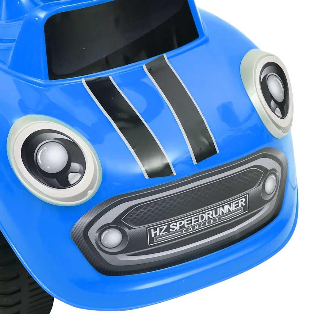 Carrito deslizante de plástico azul con claxon, respaldo como asa, 4 ruedas, 52,5 x 25 x 35,5 cm, hasta 25 kg, para bebés a partir de 12 meses
