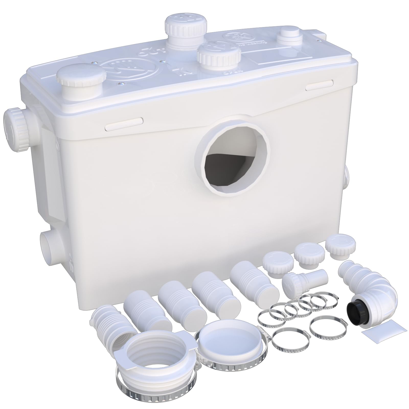 Bomba maceradora de alta eficiencia de 800 W para alcantarillado, ideal para aplicaciones de sótano, cocina, inodoro, baño y dormitorio, 2 salidas y 4 entradas, bomba de tratamiento de aguas