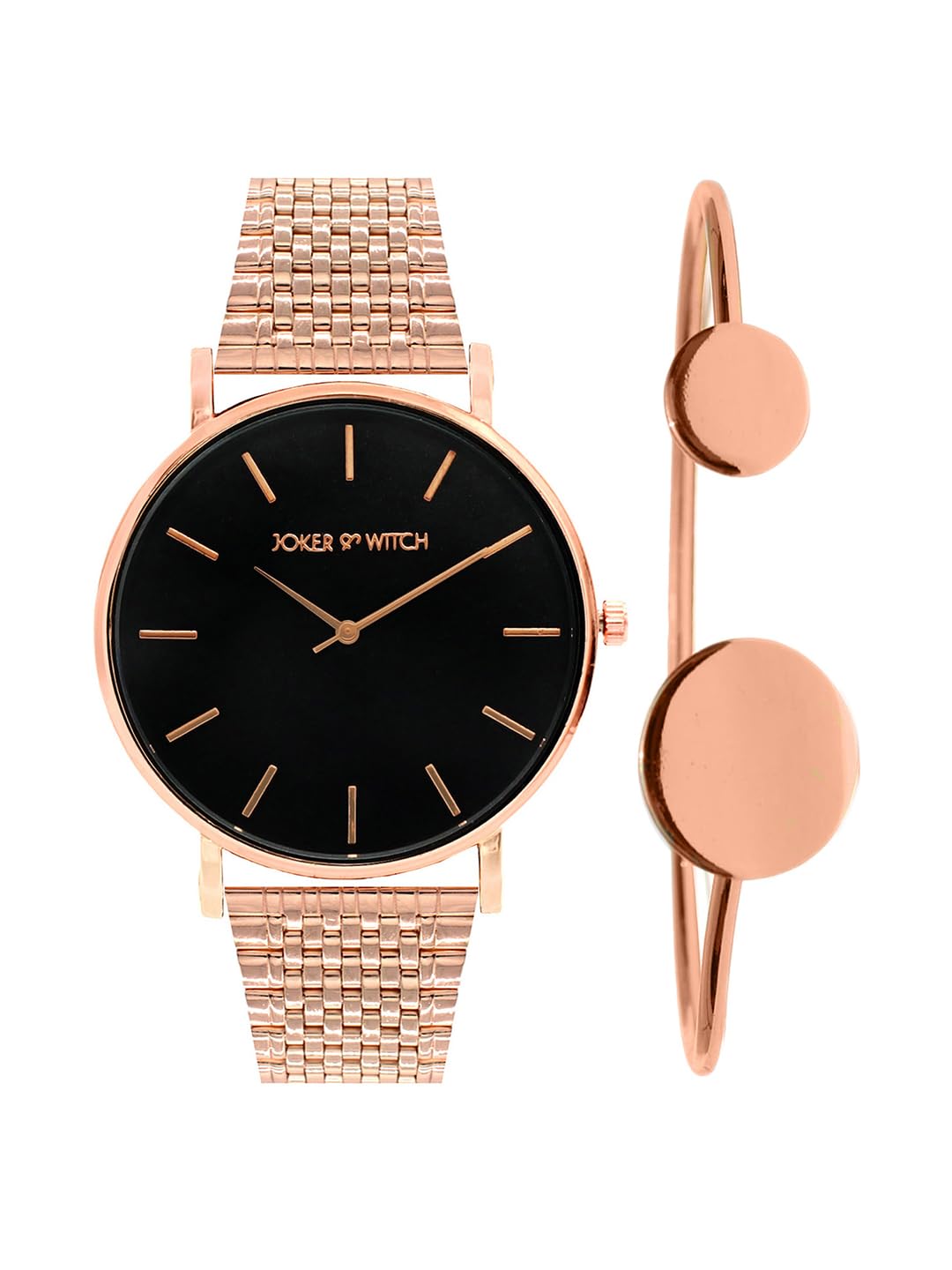 Joker & Witch Stainless Steel Mystic Rosegold Analog Watch Bracelet Gift Set For Women, Black Dial, Black Band (B07PNR4QNZ) Amazon Price History, Amazon Price Tracker