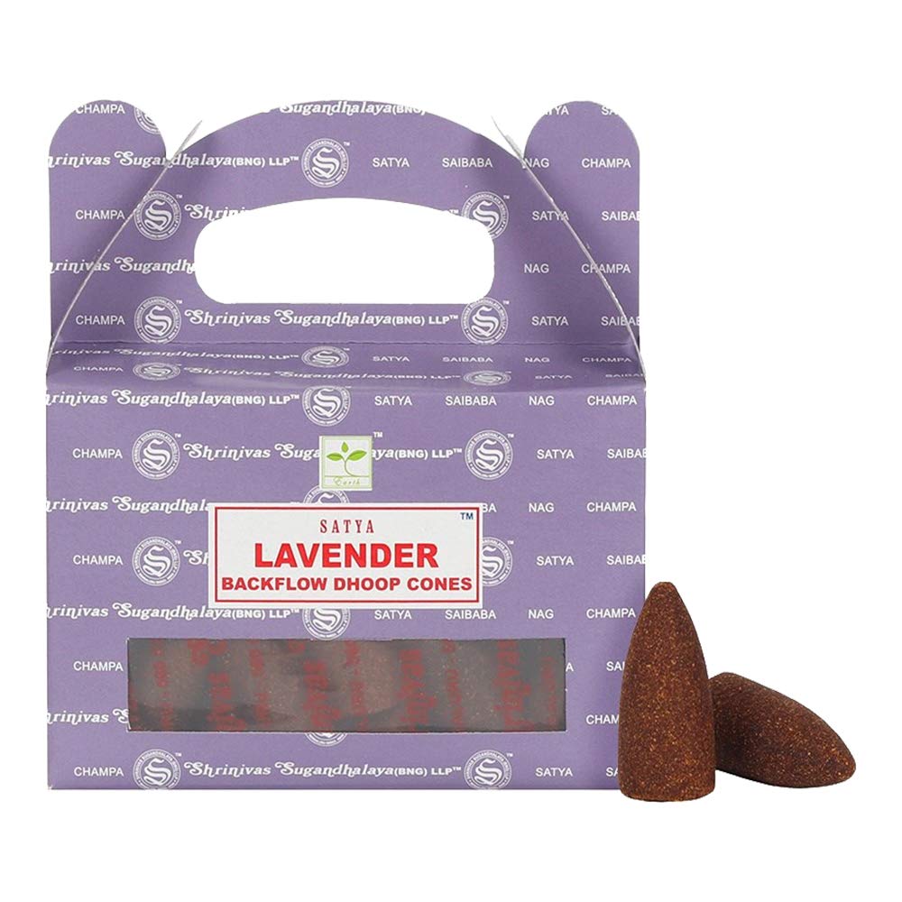 ETHNICITI Satya Genuine Nag Champa Backflow Incense Cones - 24 Cones 1 Pack (Lavender)