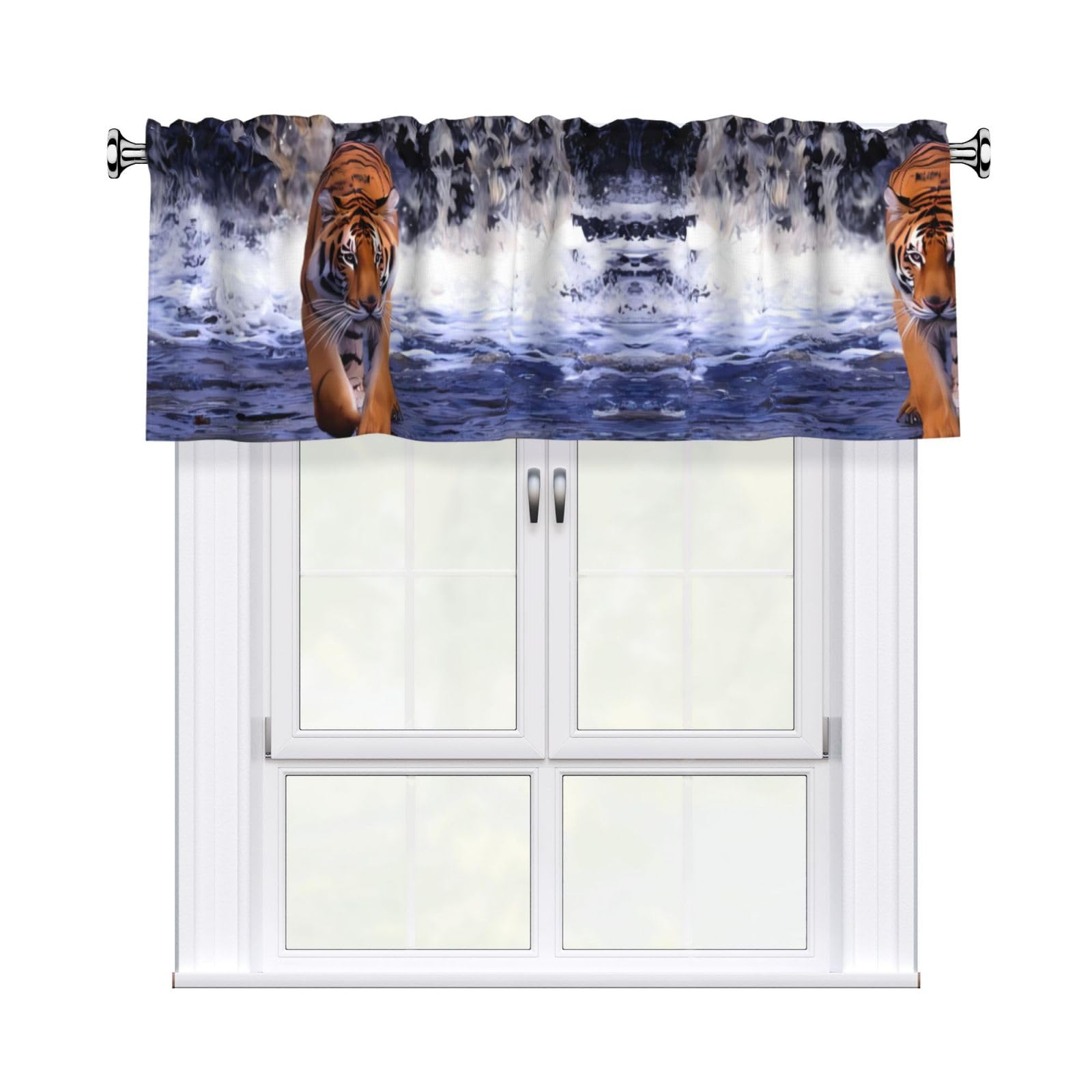 HJFCZH river tiger Prints Durable Window Layer – 54x18 Inch 100% Polyester Peach Skin Valance for Long-Lasting Style