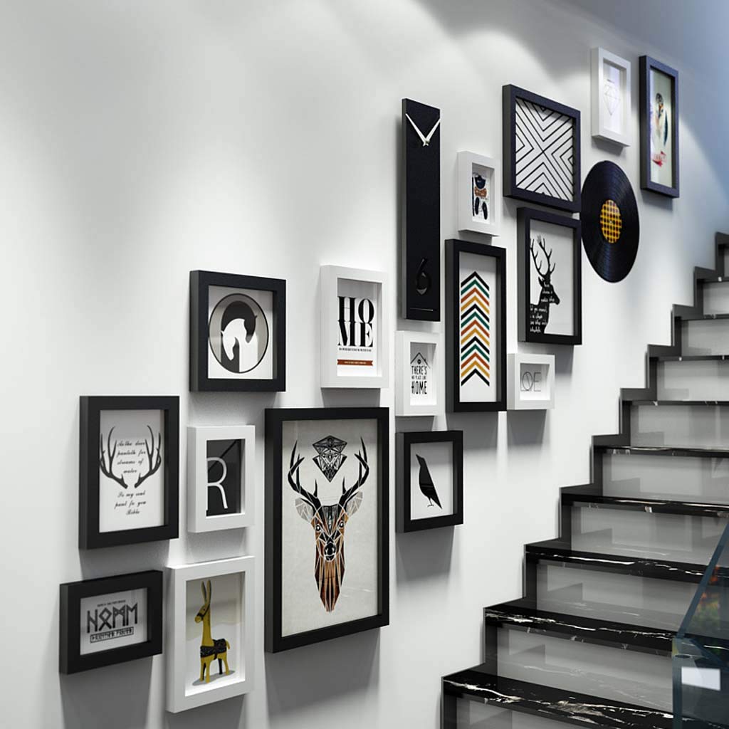 Amazon.com - ZXW Solid Wood Photo Frame Photo Wall Set, Stairs