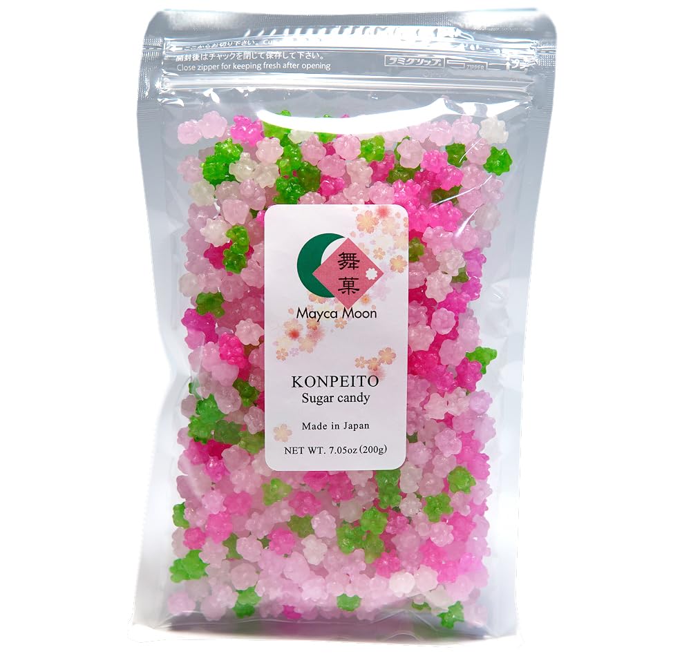 Mayca Moon Konpeito Japanese Tiny Sugar Candy Crystal type 200g (Sakura)