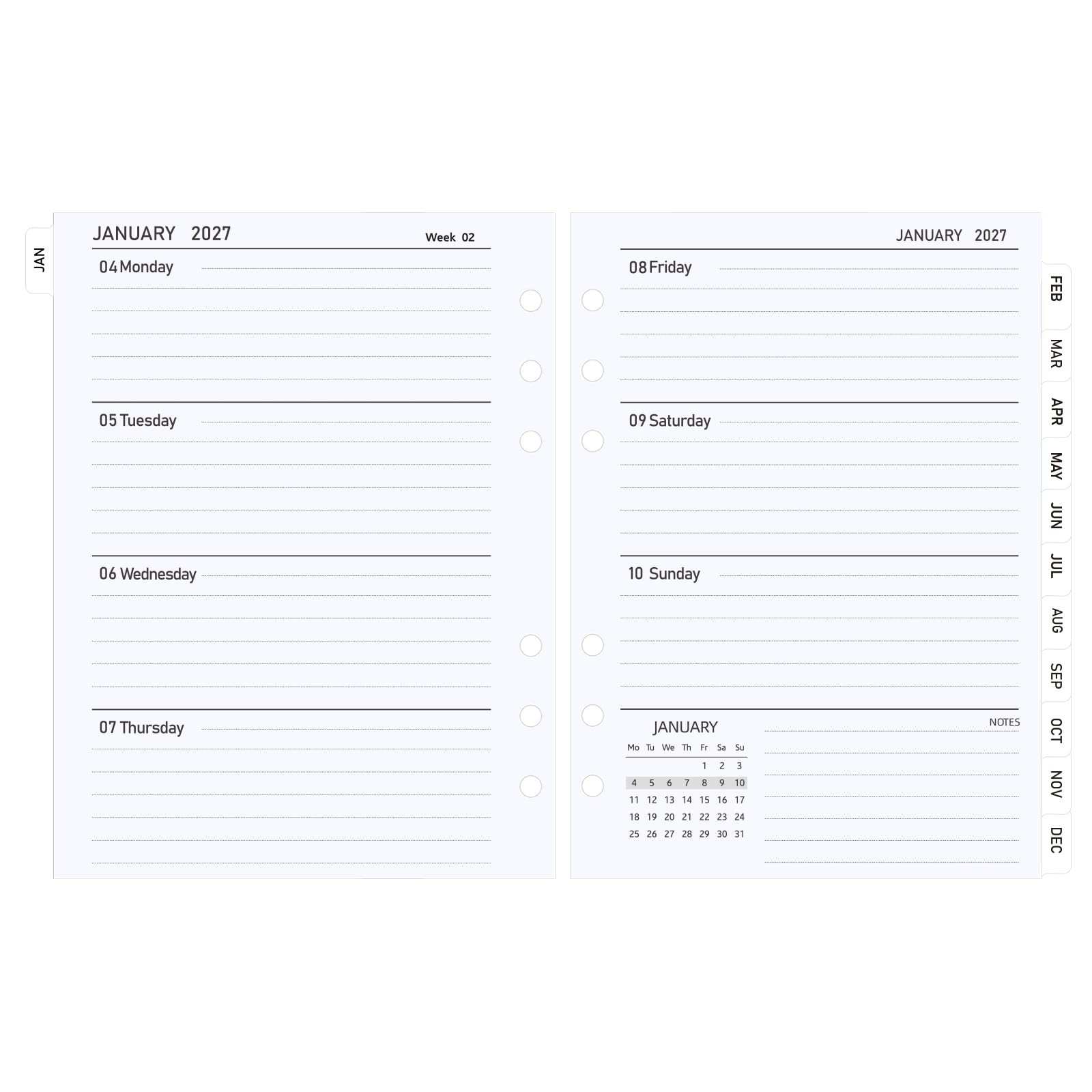2027 Weekly Diary Refill A5 Size, Jan.-Dec. 2027, 21 x 14.8 cm
