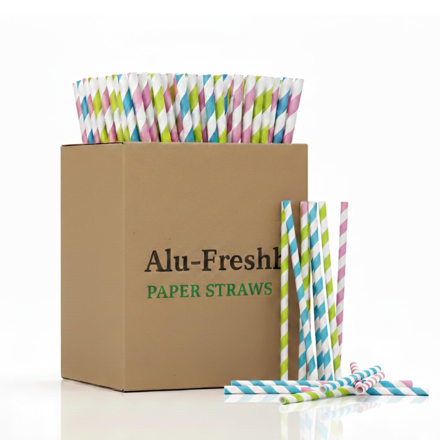 Alu-Freshh Multicolour Paper Straws - 7.75 Inch Disposable Drinking Straws for Parties, Smoothies & Beverages | Vibrant, Durable & Eco-Friendly Straws for Kids & Adults | Ideal for Events (100)