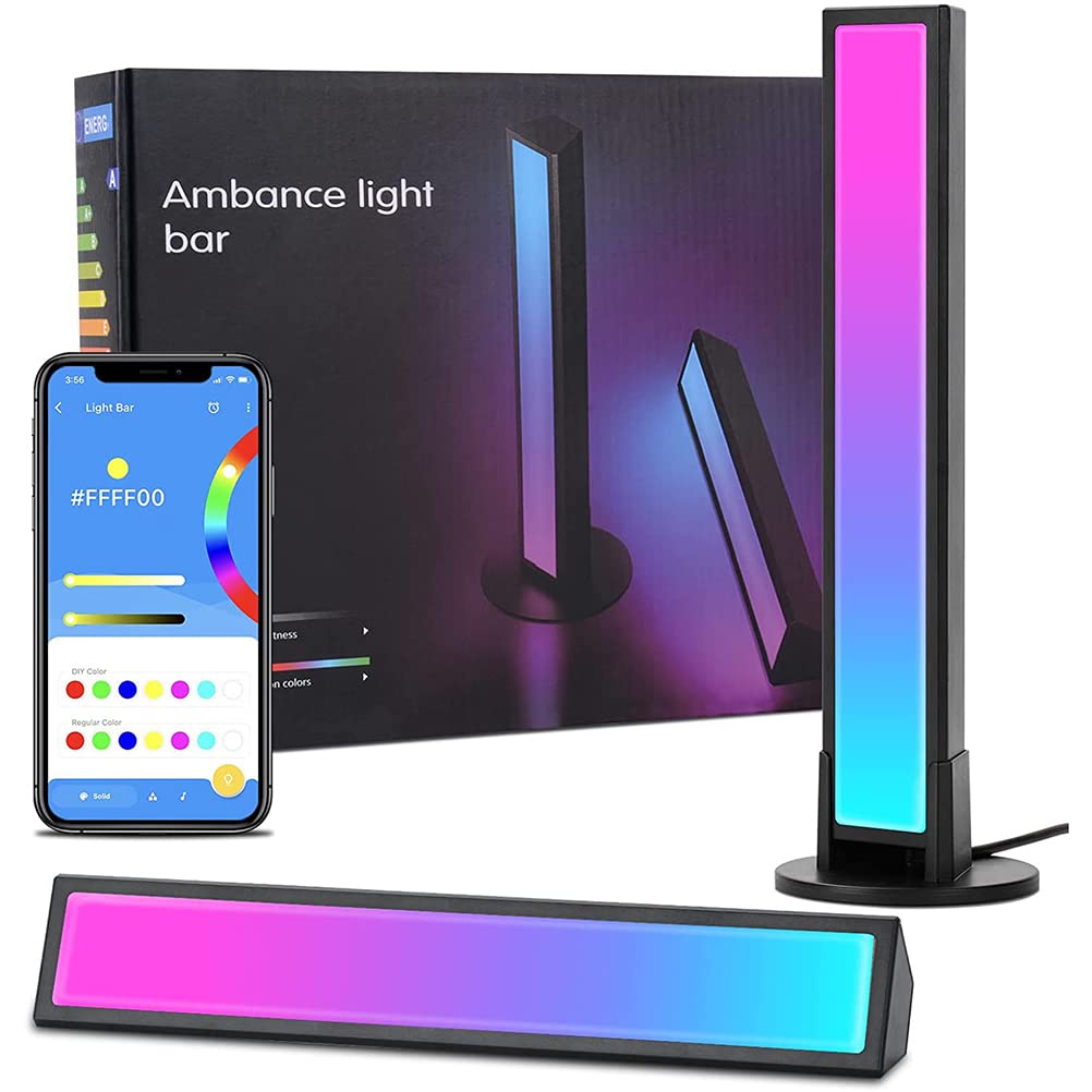 Lampada da tavolo RGB da 2 pezzi, lampada da gioco sincronizzata con la musica, lampada da scrivania del soggiorno dimmerabile, barra luminosa LED Smart con dimmerabile e telecomando