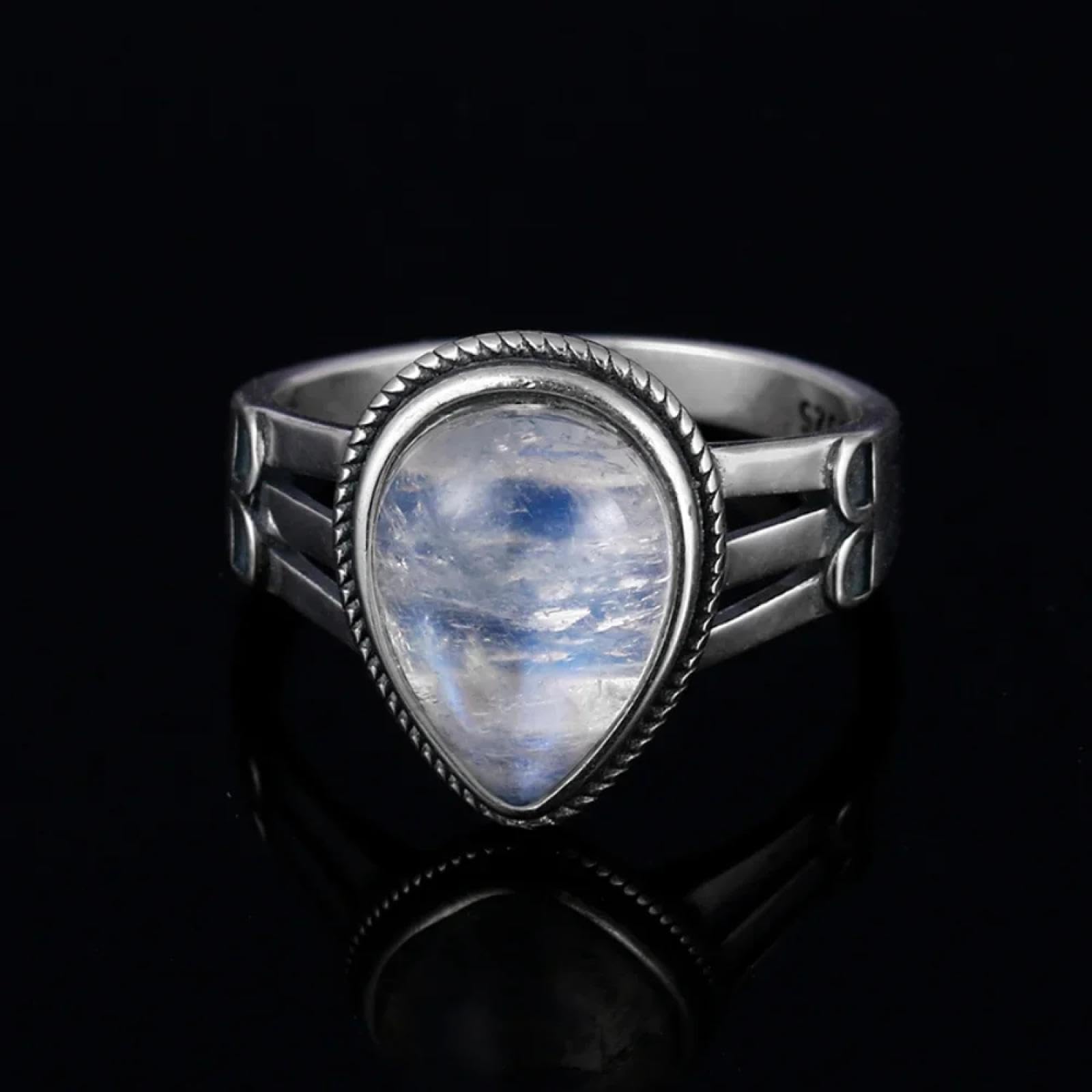 Ring Ringe Damen Bijouterie Herren Wassertropfenförmiger Natürlicher Mondsteinring Für Frauen, Hochzeit, Feiner Schmuck, Party, Geburtstag