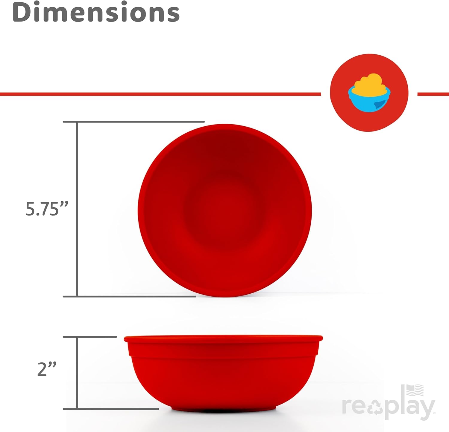 Re-Play 20 Oz. Toddler Bowls for Snack and Everyday Dining - Dishwasher and Microwave Safe - Made in USA - Set of 4-4.75" x 4.75" x 1.25" - Red - Image 7