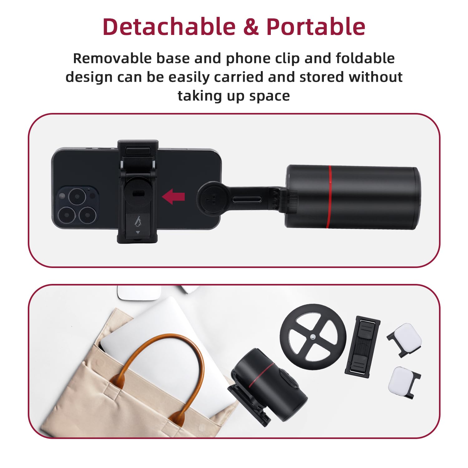 Mcbazel Trépied de Téléphone à Suivi Automatique du Visage avec 2 Lampes à Selfie, Support de Perche Selfie Rotatif Intelligent à 360 °,Support Contrôle Distance/Gestuel/Stabilisateur de Cardan Noir