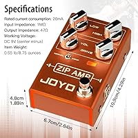 Vista 5 de JOYO Pedal de Overdrive Serie R Pedal OD Tono de Compresión Rock con Ganancia COMP para Efecto de Guitarra Eléctrica (ZIP AMP R-04)