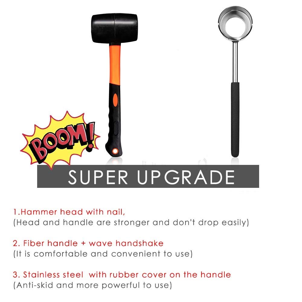 NILKANTH® Coconut Opener Kit with Hammer | Stainless Steel Coconut Opening Tool Set with Premium Fiber Handle | Easy & Safe Opener for Tender Coconuts 2
