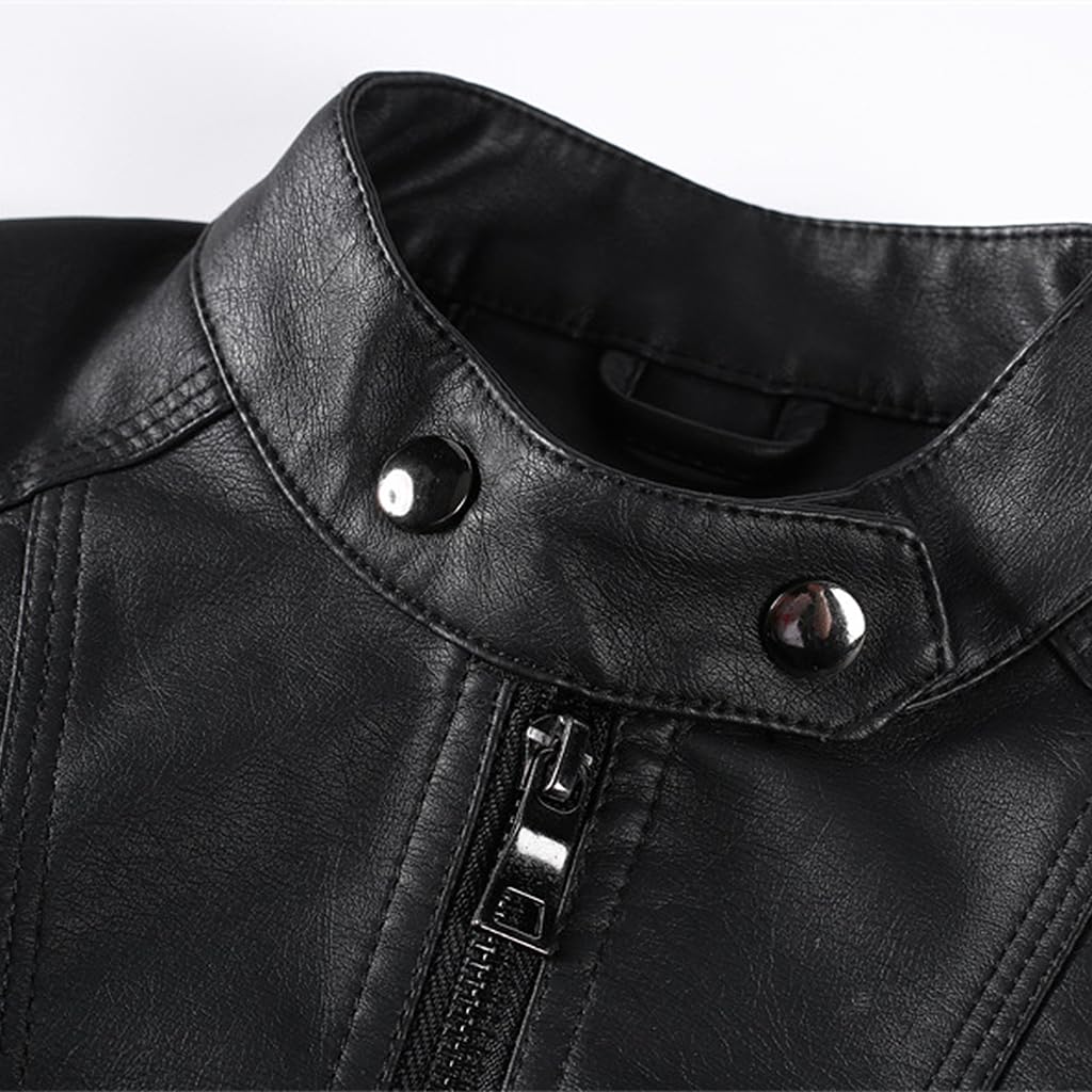 linboo Lederjacke Kinder Bomberjacke Jungen Mädchen Motorradjacke mit Stehkragen Blouson Frühling Herbst Kunstlederjacke