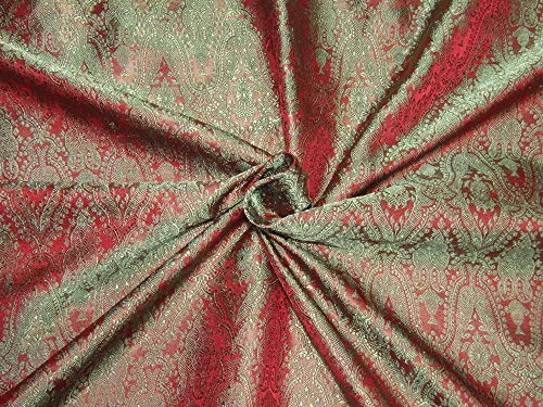 Brocade de soie vin vert au mètre 44 pouces tissu jacquard pour loisirs créatifs et mode