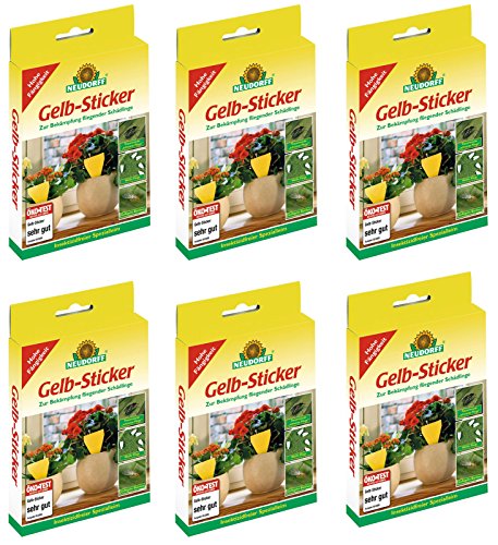 6 x 10 (60 Stk) Neudorff Gelb-Sticker Gelbtafel Klebefalle Insektizidfrei