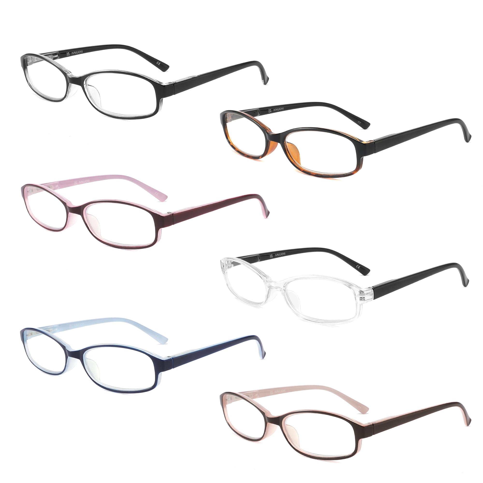 6 Pack Reading Glasses Blue Light Blocking with Spring Hinges, Colors Lightweight Readers for Women Anti Glare UV Computer Eyeglasses 2.0