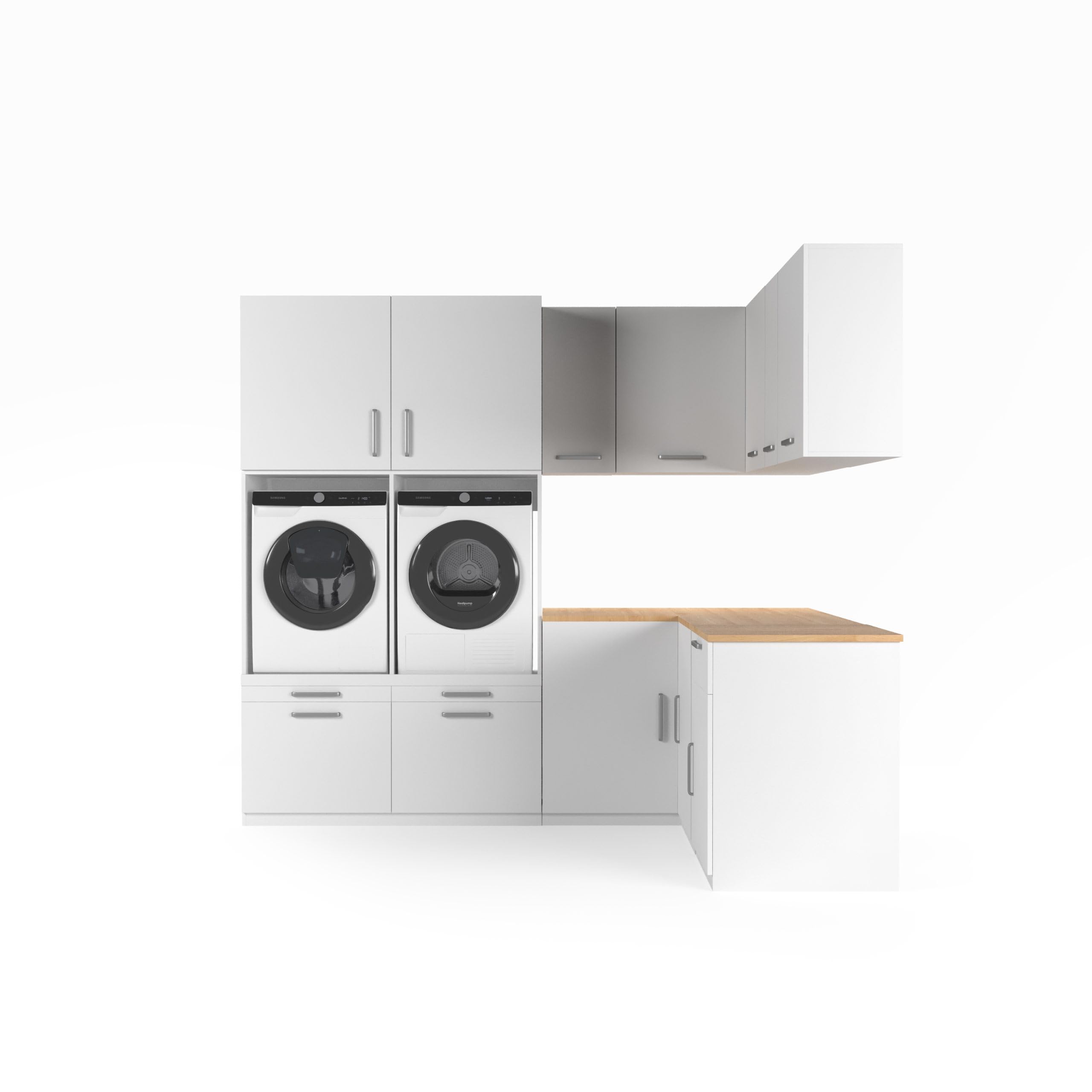 Lavadora Gabinete Los Angeles - Lavadora elevadora - Conversión a máquina - 700(D)*2630(B)*2350(H) mm - Blanco - Diseño elegante, que ahorra espacio y ergonómico - Fácil de colocar
