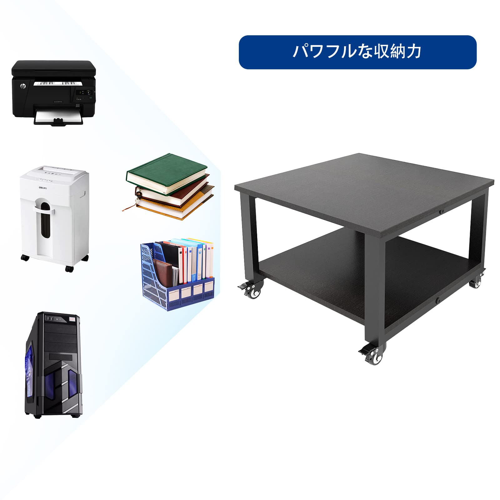 Amazon.co.jp: PUNCIA プリンター台 2段 幅50×奥行50×高さ32cm 木製