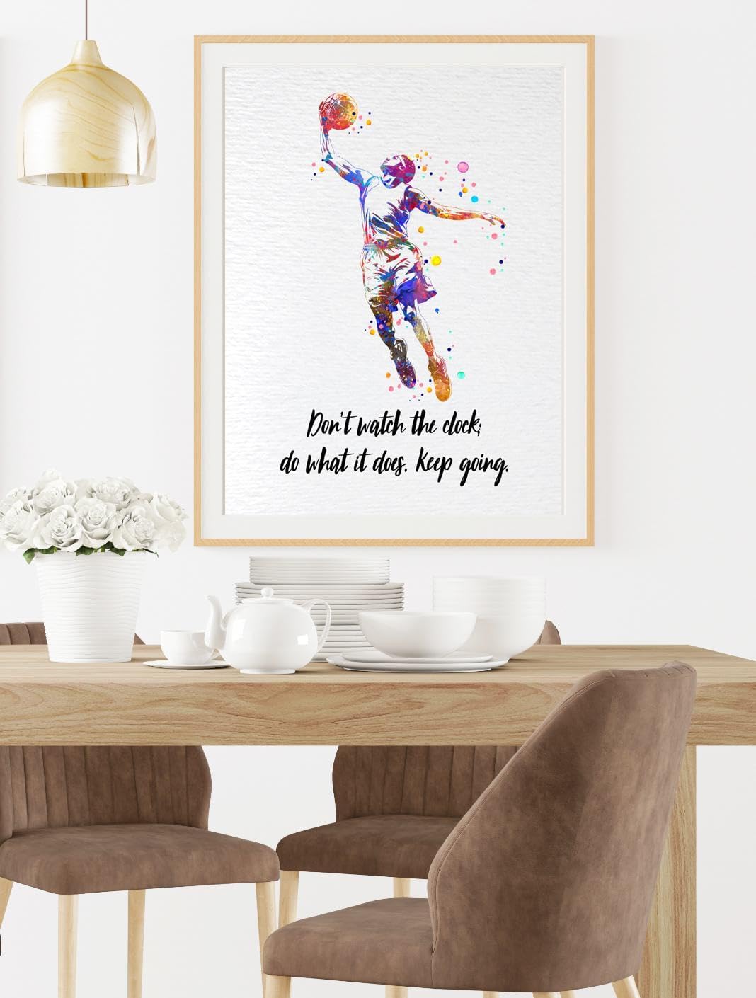 Dignovel Studios 11X14 Unframed Basketball Player Watercolor Art Print Poster Sports Athlete Gym School Motivational Quote Positivity Wall Hanging Decor DN933