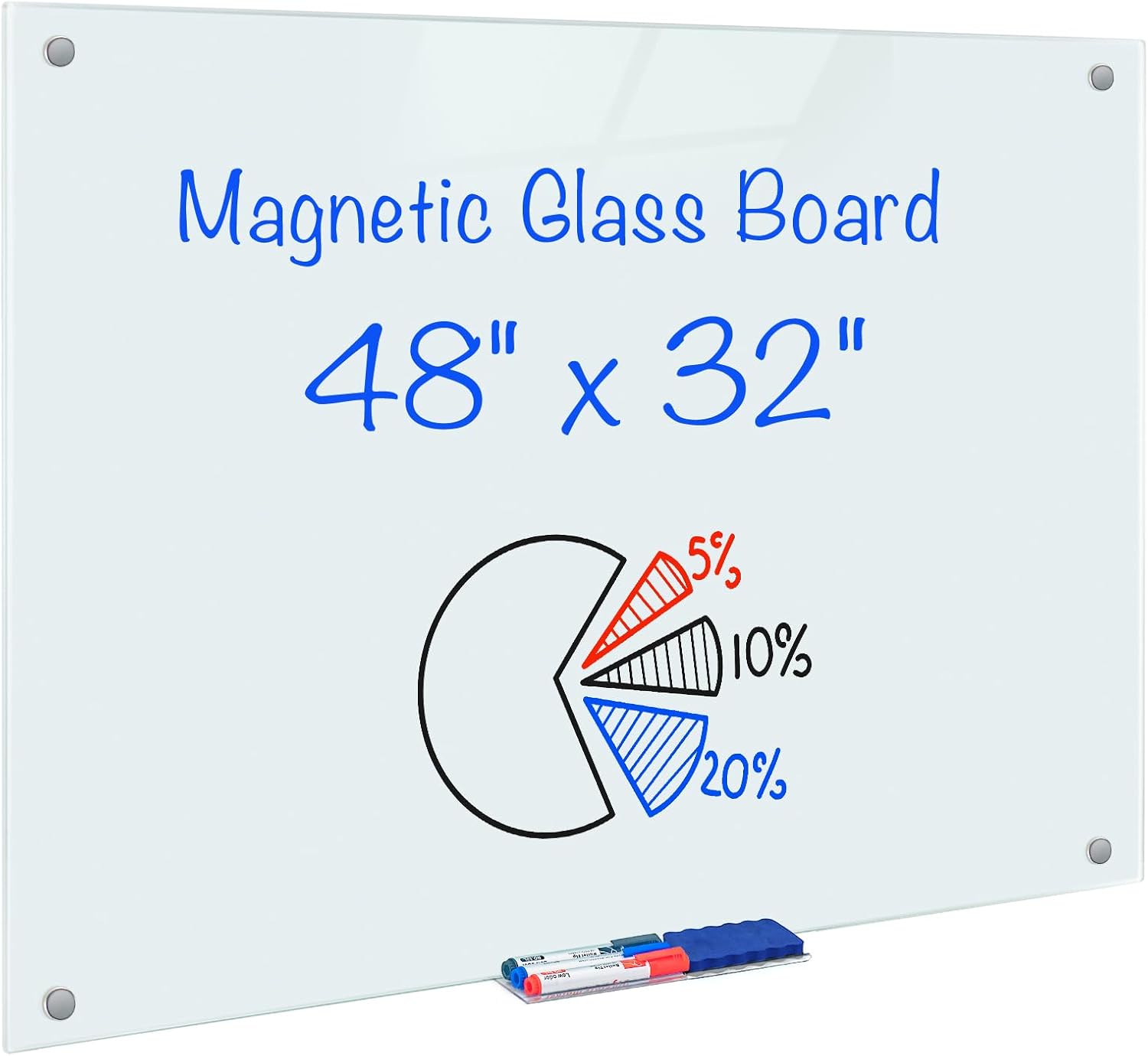Clarity 4832 Glass Whiteboard, frameless magnetic surface