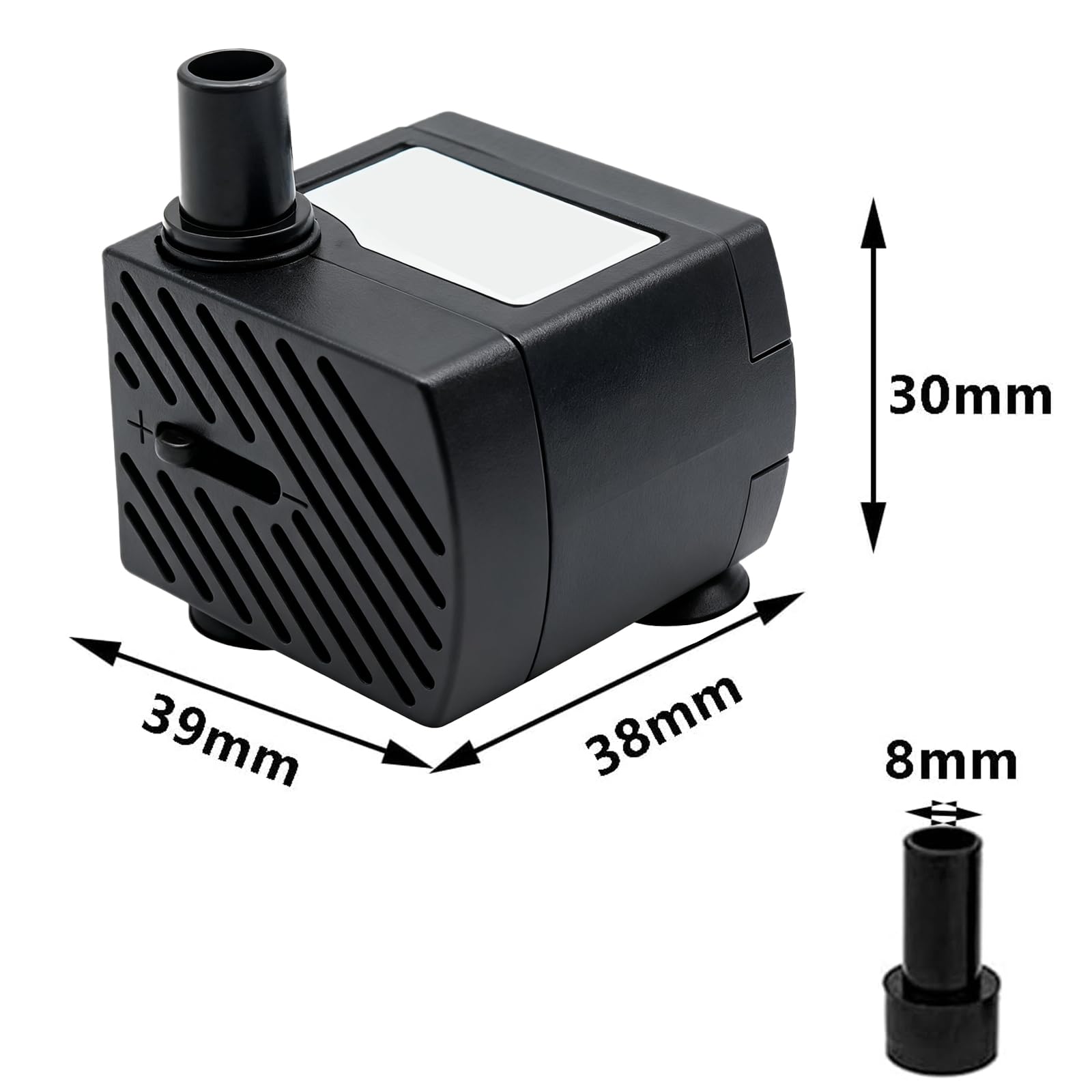 Mini pompa głębinowa, 180 l/h, 3 W, bardzo cicha z przewodem zasilającym o długości 1,3 m, z 1 dyszą do akwarium, stawu, wtyczka UE