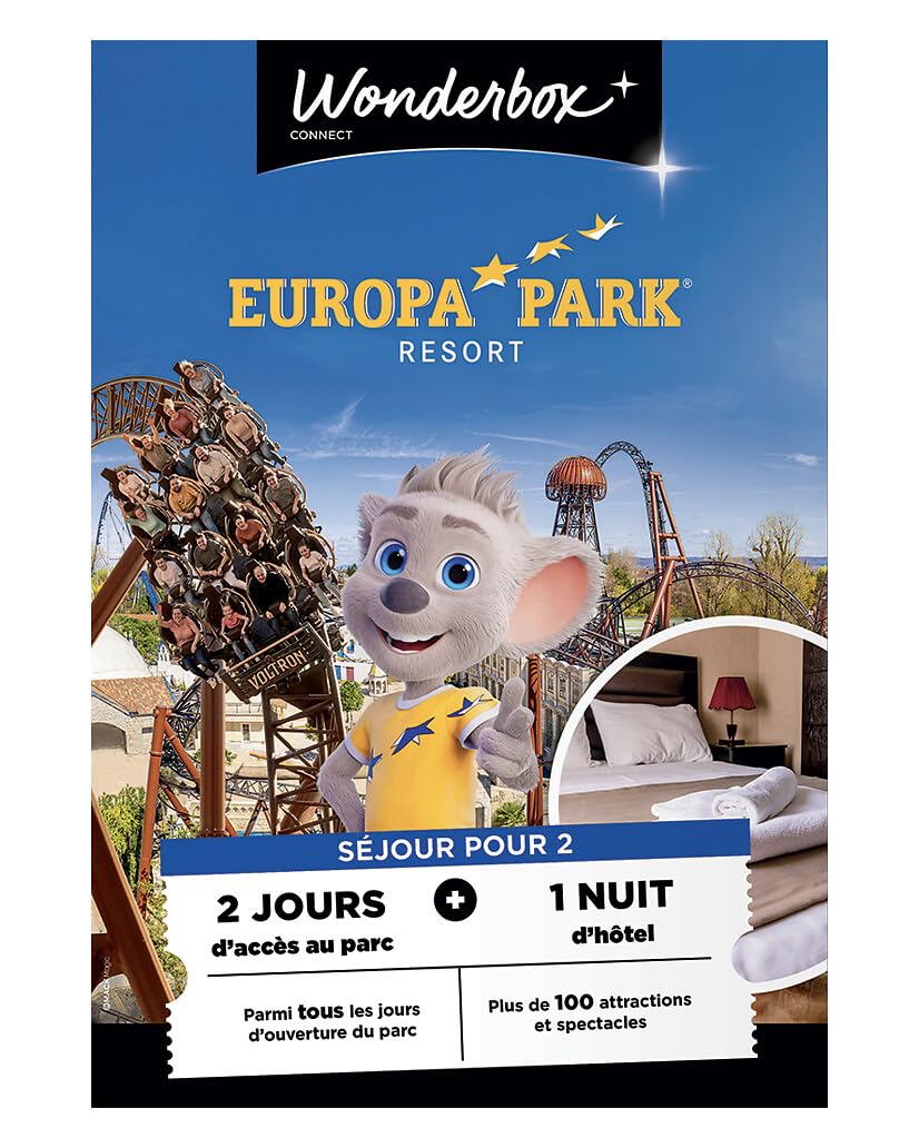 Wonderbox Connect - Coffret Cadeau - Europa-Park Séjour - 2 entrées pour 2 jours - 1 nuit d'hôtel à proximité du parc - Parc à thème - Validité 27 mois
