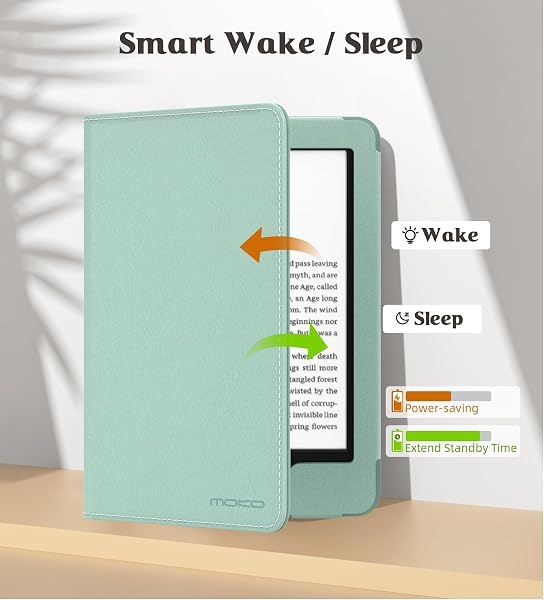 MoKo Case for 6" All-New Kindle(11th Generation 2024/2022 Release), Lightweight PU Leather Cover Stand Shell with Hand Strap Auto Wake/Sleep for Kindle 2024 11th Gen e-Reader, Agave Green - 5