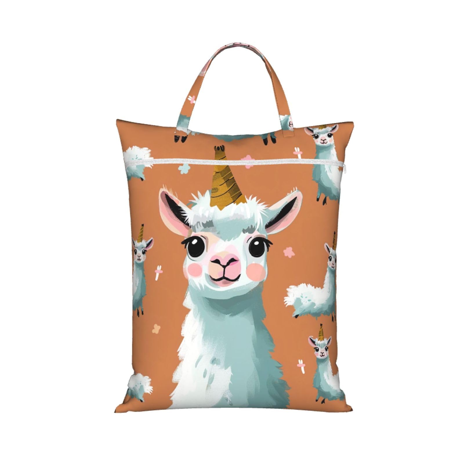 Large Travel Laundry Bags,Cute Llama Print with Handle Foldable Laundry Bag for Holidays Gym Swimming and Family Trips, 1Pcs