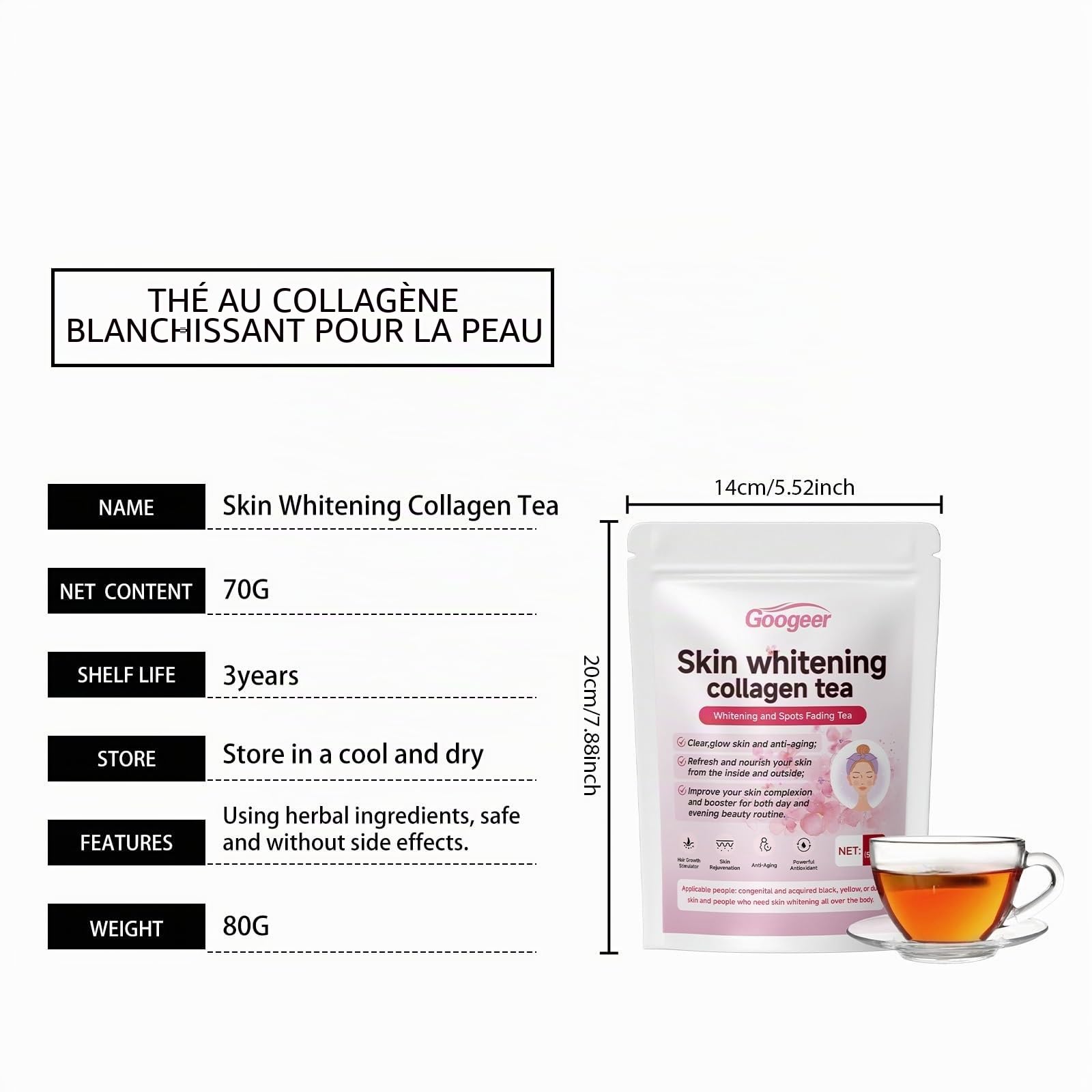 Thé Infusé Au Collagène Éclaircissant: Améliorez L'éclat De Votre Peau Naturellement(2PCS)