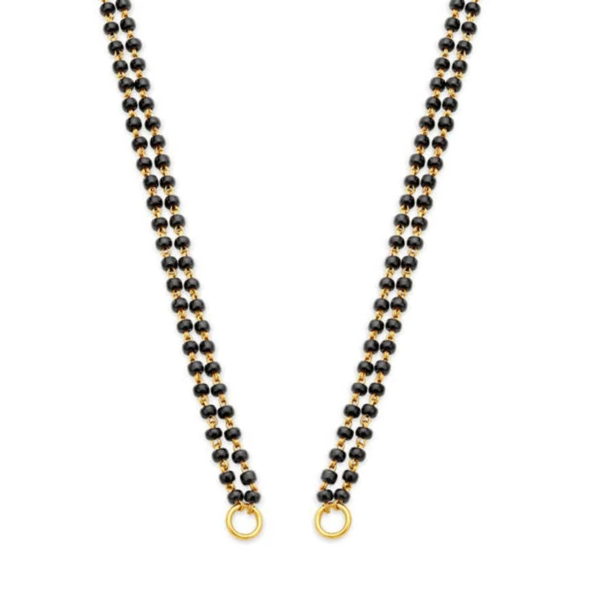 Kailash Creation 22 K Gold Plated Gold Plated Mangalsutra Chain for women stylish – 18 Inch and 24 inches Black Beads Without Pendant For Women Brass Mangalsutra with lobster lock and S-Hook Clasp
