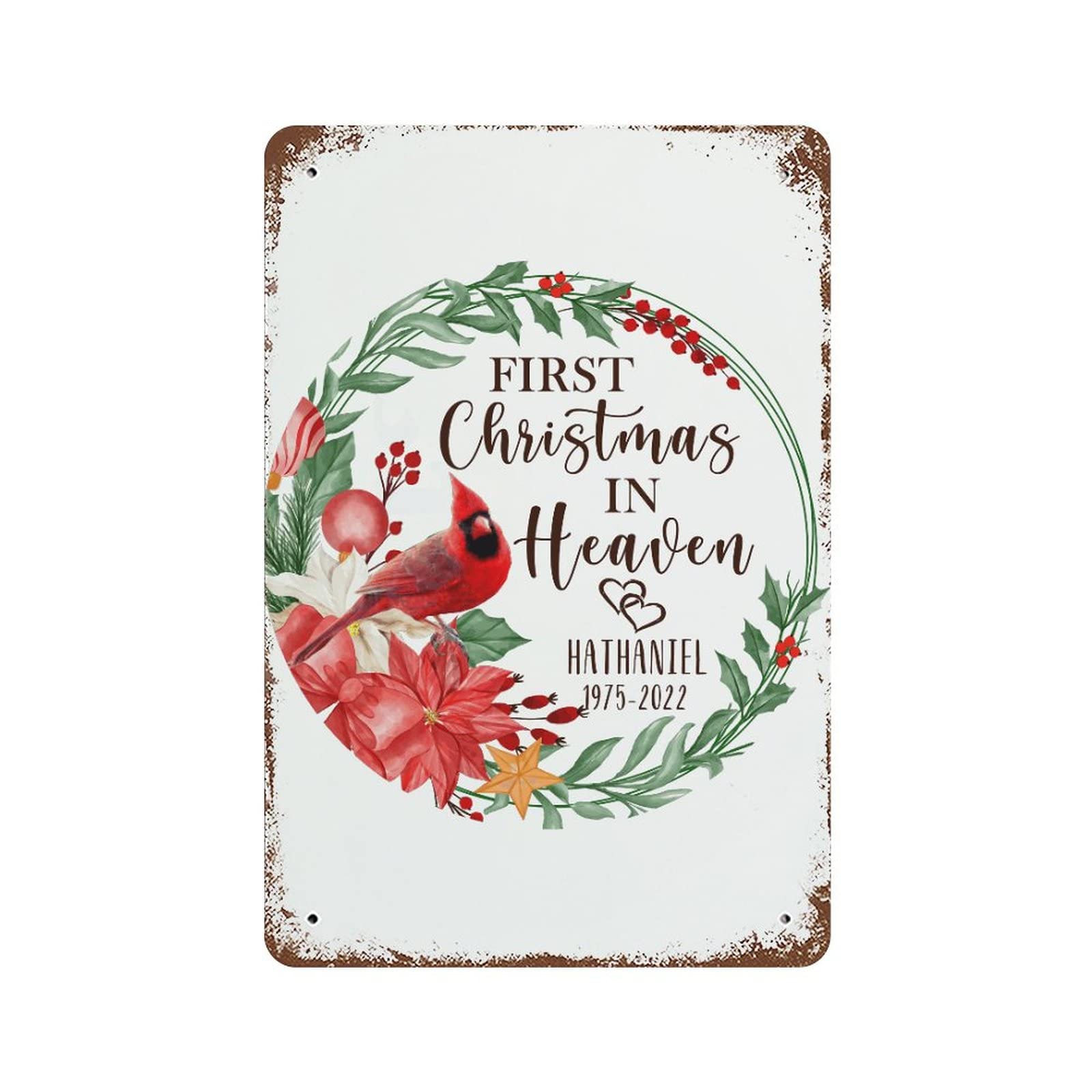 Panneau First Christmas in Heaven en aluminium durable de 30,5 x 45,7 cm