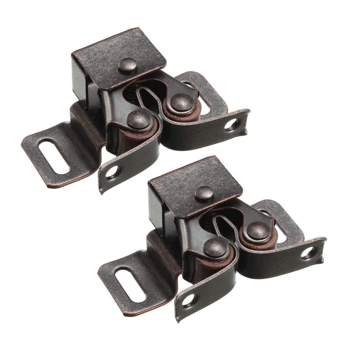 uxcell Retro Cabinet Door Double Roller Catch Ball Latch with Prong Hardware Copper Tone 2pcs