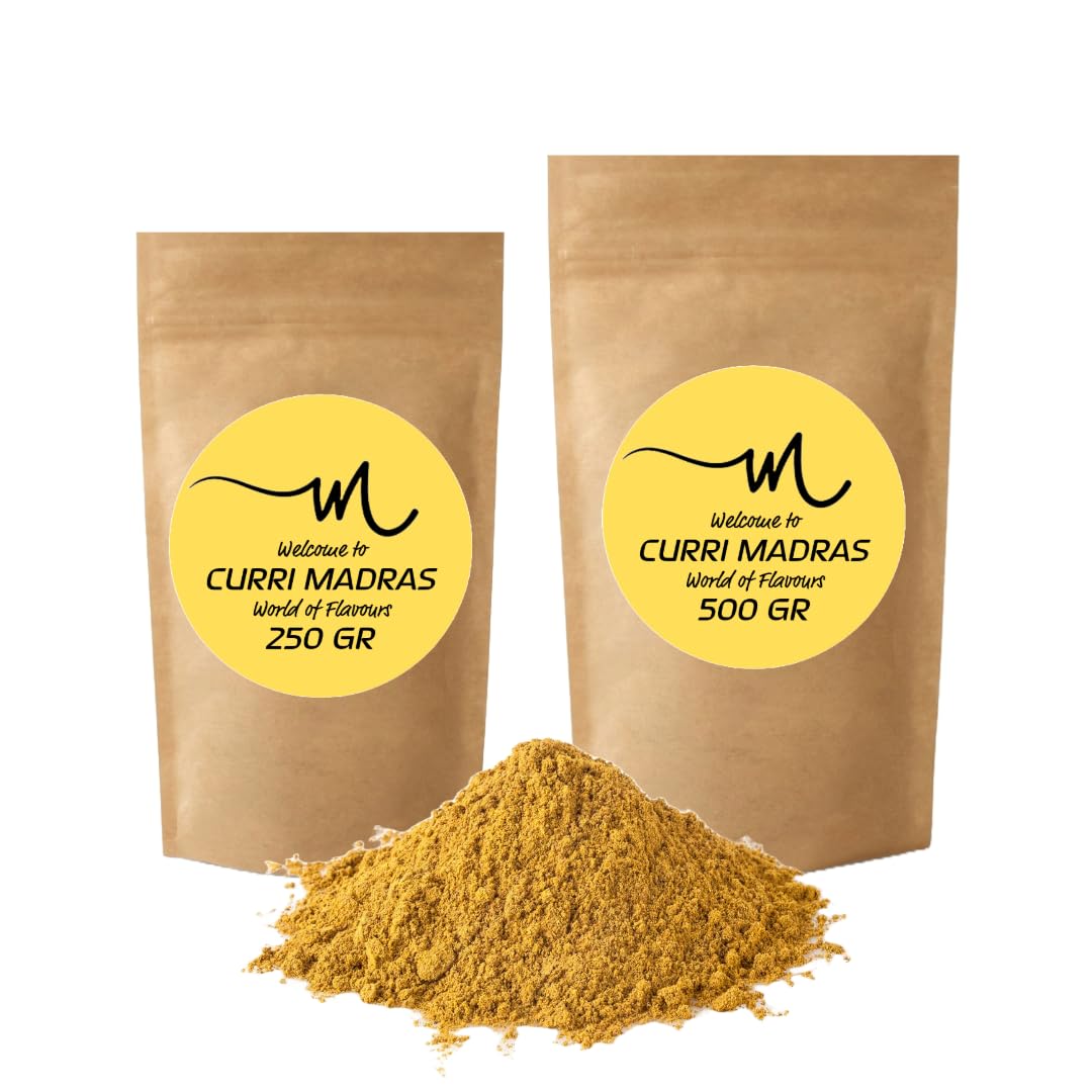 Curry Madras en Polvo Sin Gluten, Curry en Polvo, Curry Japonés, Mezcla de Especias para Cocinar, Especieros para Cocina, Curry Madras, Mezcla de Especies India - DnnG (250, Gramos)