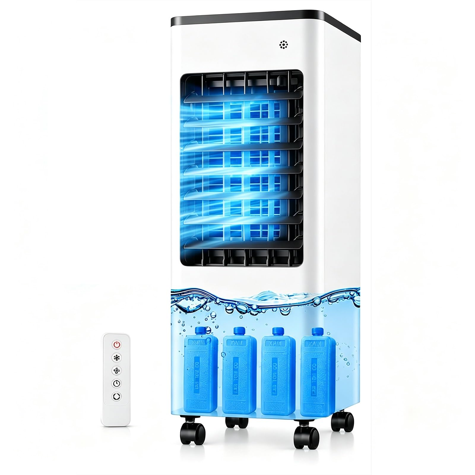 Trunxucl Black Evaporative Air Cooler, 3-Speed Swamp Cooler With Remote