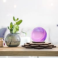 Vista 2 de Angoily Soporte decorativo de bola de cristal de loto, soporte de esfera de cristal de madera, tablero de rejilla de madera para bola de cristal