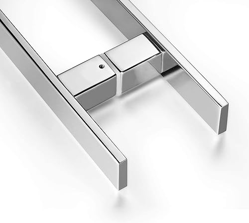 Miniatura 2 de Ranbo Manija de puerta de acero inoxidable 304 resistente de grado comercial de 12 pulgadas, manija de puerta de granero, tirador de vidrio, acabado