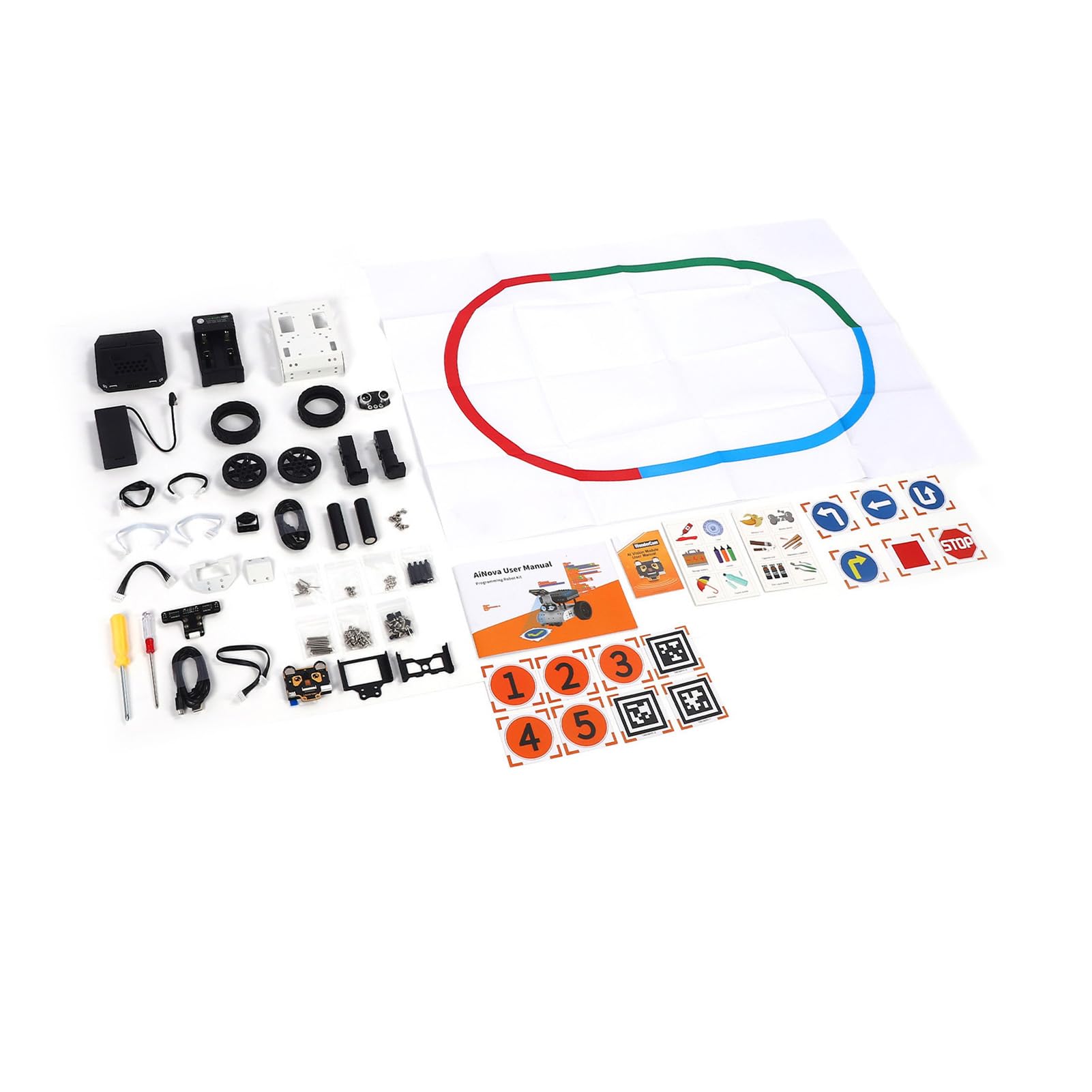 Bewinner Kit de Coche Robot AI WonderCam AI Module Aplicaciones de Alto Rendimiento Reconocimiento de Color Seguimiento de Objetivos para Codificación Python Scratch Aleación de Aluminio ABS