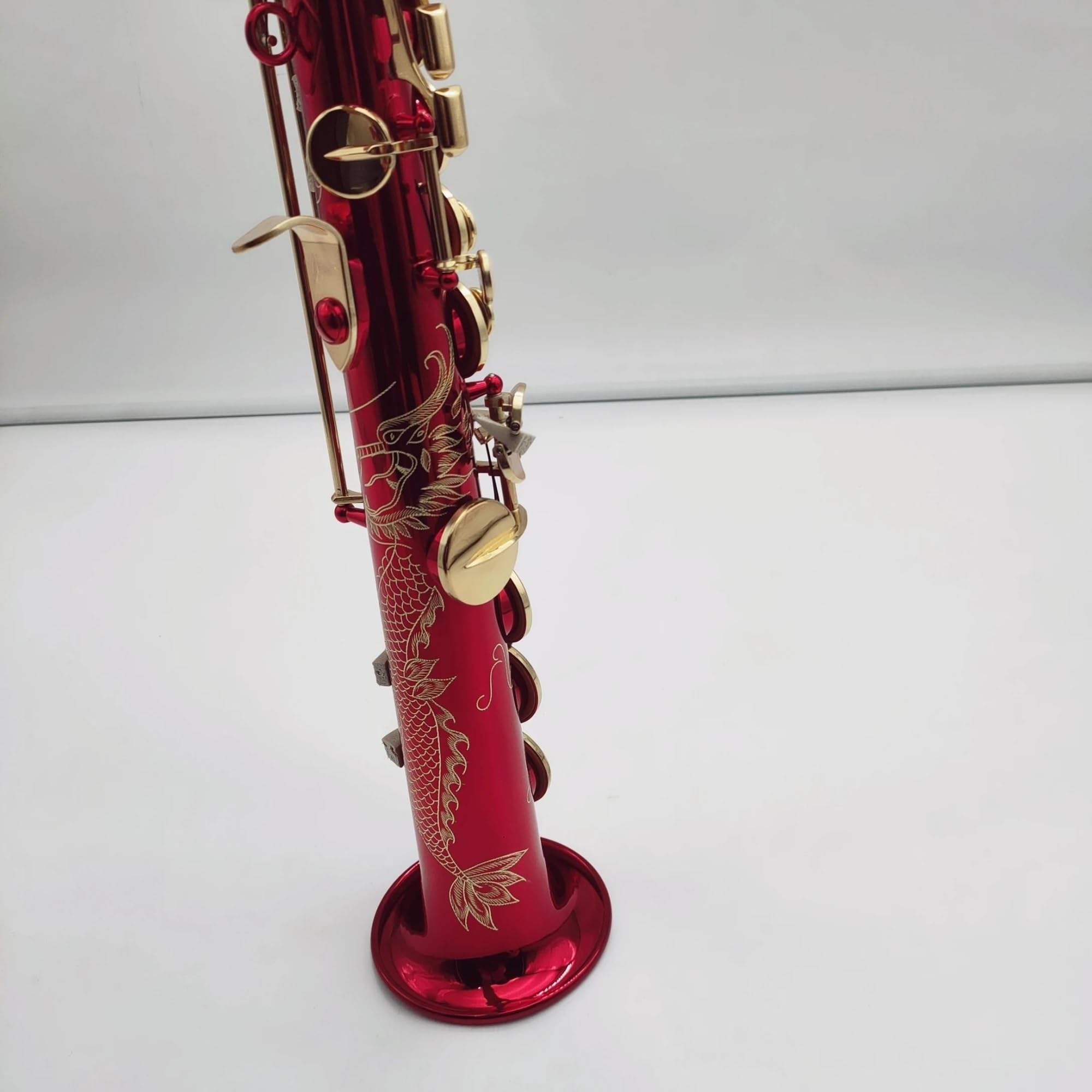 Saksofon Saksofon Sopranowy B Płaski Lakierowany Złoty Saksofon Mosiężne Klawisze Instrument Dęty Drewniany Z Ustnikiem W Obudowie (Color : High-end bag)
