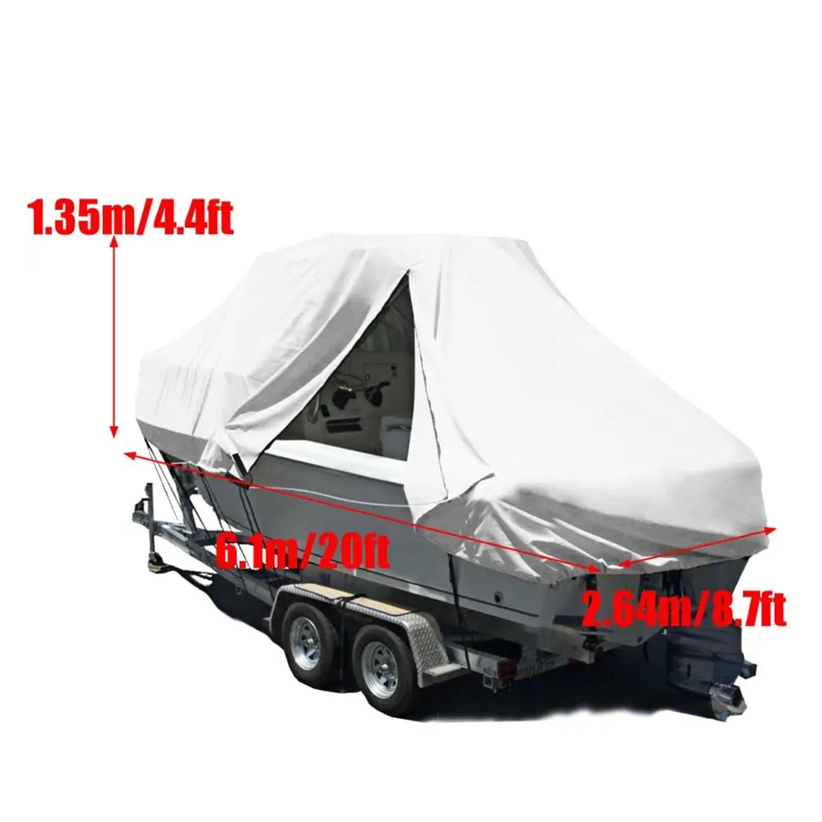 Telo Copri Barca Copertura for Barche Jumbo rimorchiabile Resistente di Progettazione di Yacht for Barche Marine da 6,7 ​​m 22 Piedi 600D(6.1x2.64x1.35m)